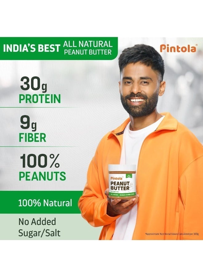 Pintola All Natural Unsweetened Crunchy Peanut Butter 340g (pack of 2), High in Protein, Gluten Free, Vegan, Cholesterol Free - Image 2